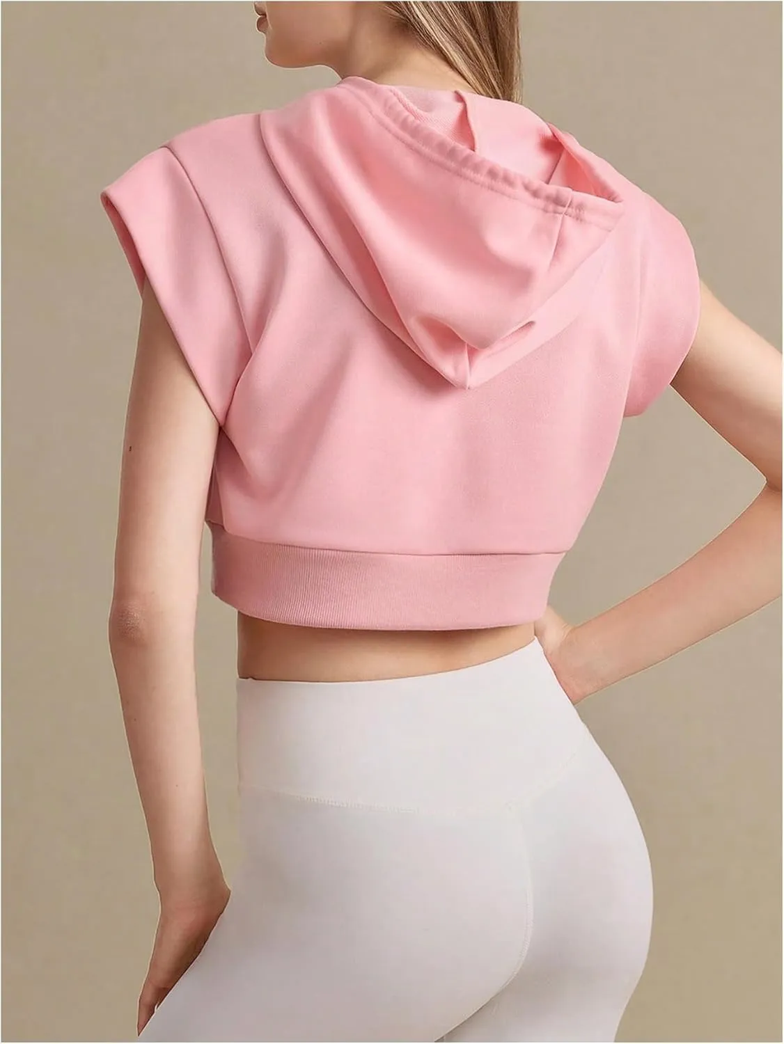 SweatyRocks Women's Cap Sleeve Cropped Hoodies Lightweight Workout Athletic Sweatshirt