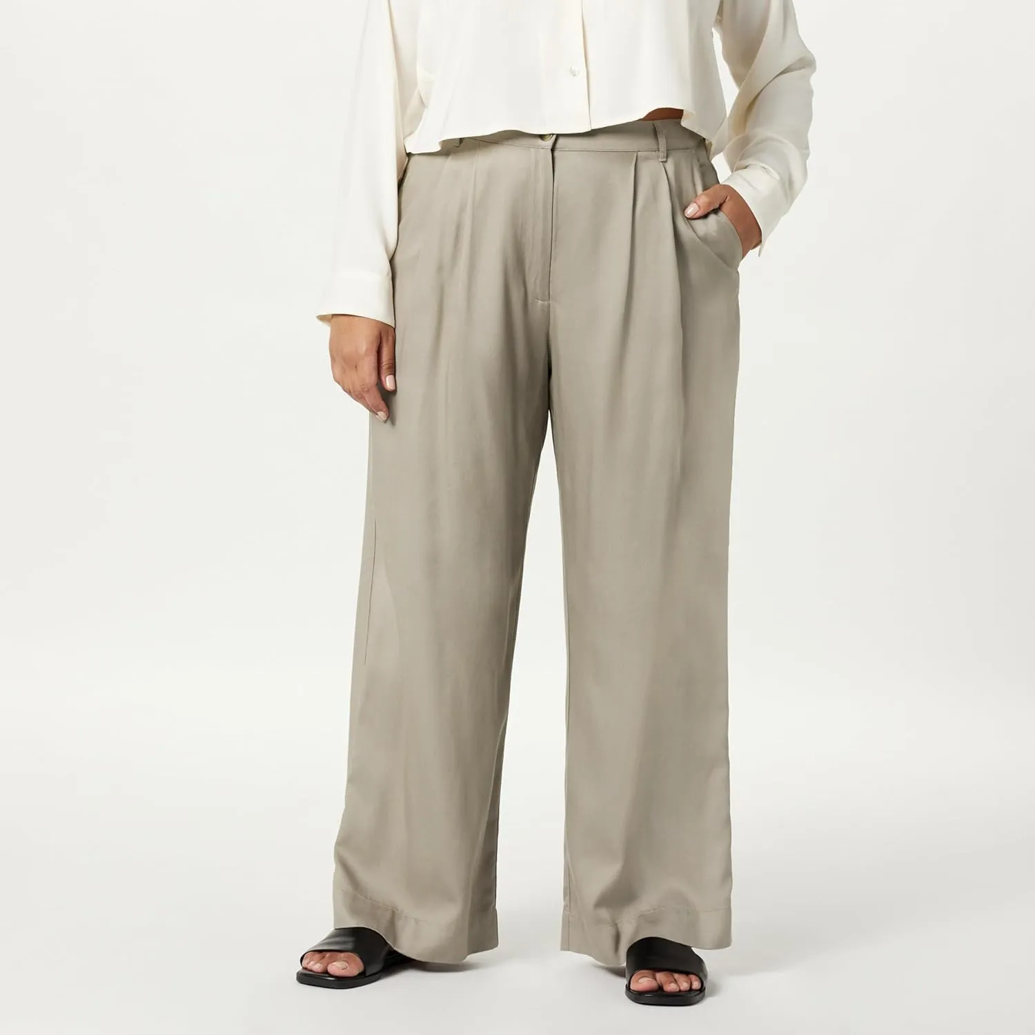 The Drop Women's Amalia Relaxed Pleated Trousers