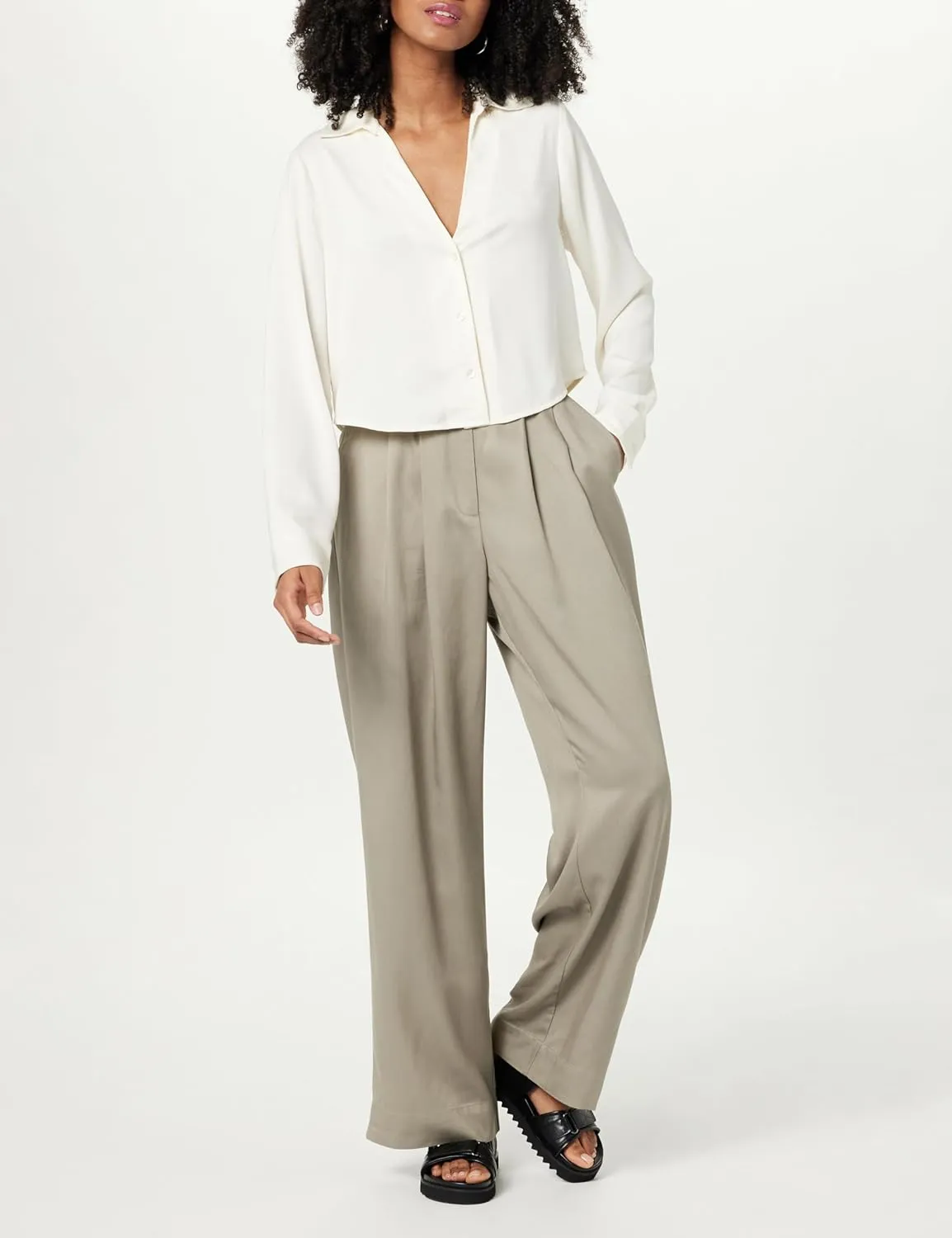 The Drop Women's Amalia Relaxed Pleated Trousers