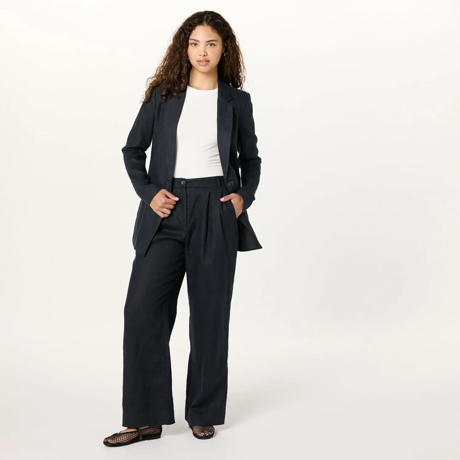 The Drop Women's Amalia Relaxed Pleated Trousers