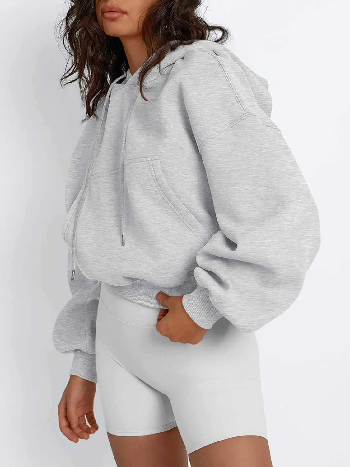 Trendy Queen Womens Cropped Hoodies Fall Fashion 2025 Casual Long Sleeve Sweatshirts Y2k Outfits Winter Clothes