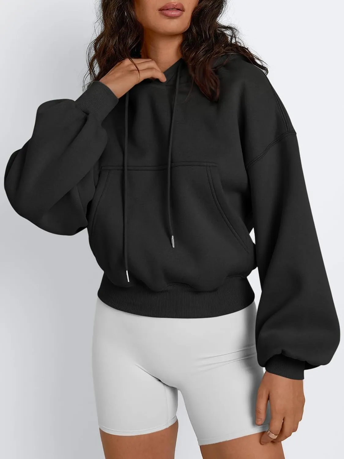 Trendy Queen Womens Cropped Hoodies Fall Fashion 2025 Casual Long Sleeve Sweatshirts Y2k Outfits Winter Clothes