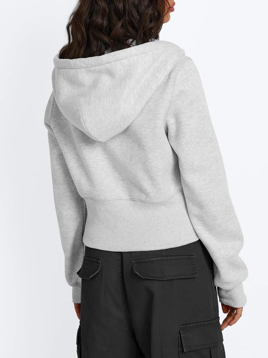 Trendy Queen Womens Zip Up Cropped Hoodies Long Sleeve Sweatshirts Jackets Fall Fashion 2024 Y2k Winter Clothes