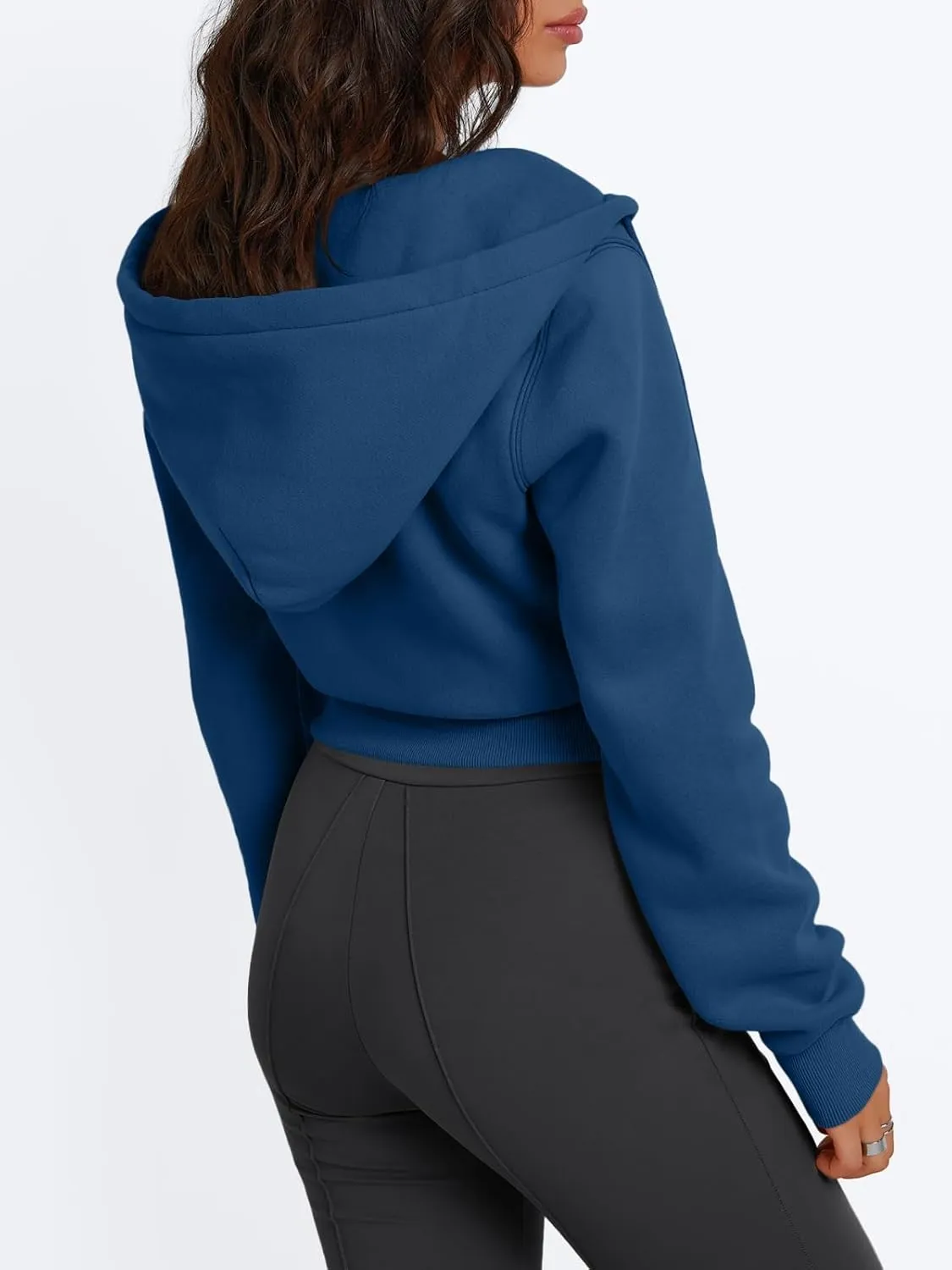 Trendy Queen Womens Zip Up Cropped Hoodies Long Sleeve Sweatshirts Jackets Fall Fashion 2024 Y2k Winter Clothes