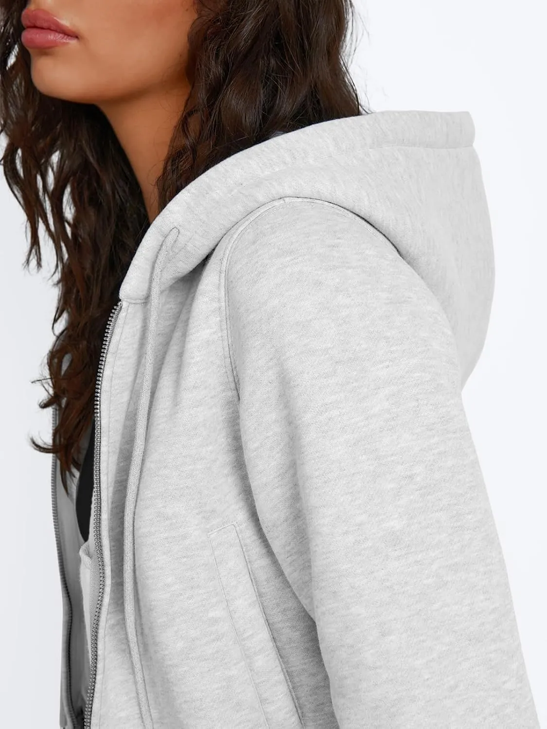 Trendy Queen Womens Zip Up Cropped Hoodies Long Sleeve Sweatshirts Jackets Fall Fashion 2024 Y2k Winter Clothes