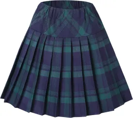 Urban CoCo Women's Elastic Waist Tartan Pleated School Skirt