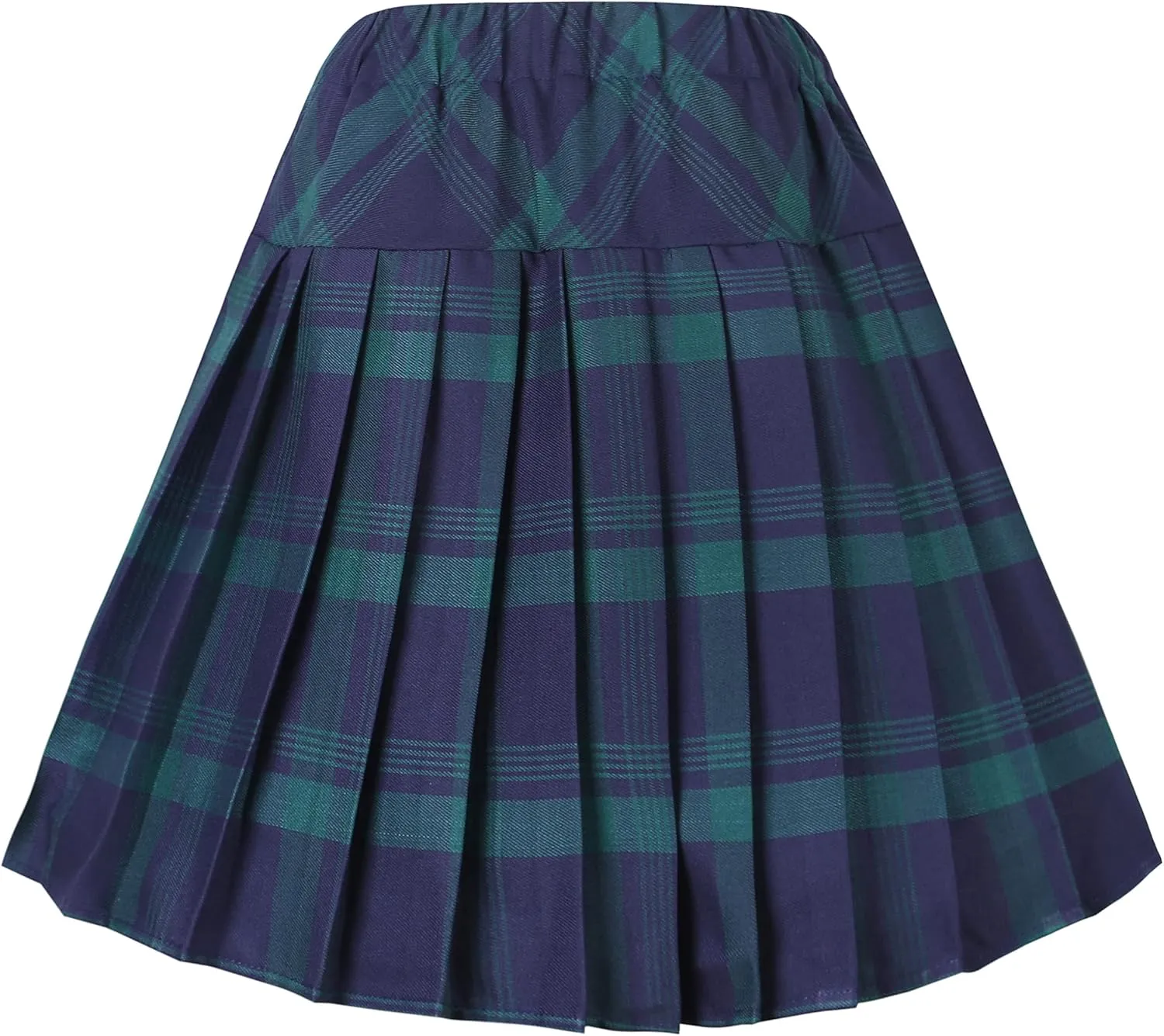 Urban CoCo Women's Elastic Waist Tartan Pleated School Skirt