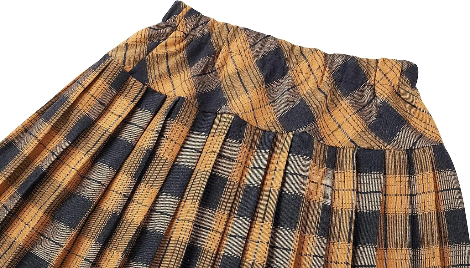 Urban CoCo Women's Elastic Waist Tartan Pleated School Skirt
