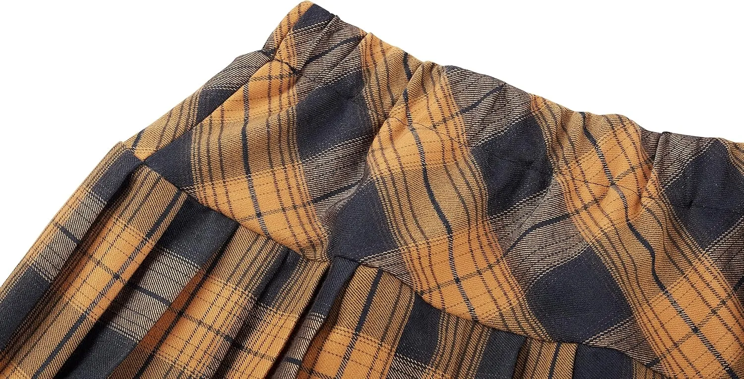 Urban CoCo Women's Elastic Waist Tartan Pleated School Skirt