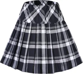 Urban CoCo Women's Elastic Waist Tartan Pleated School Skirt