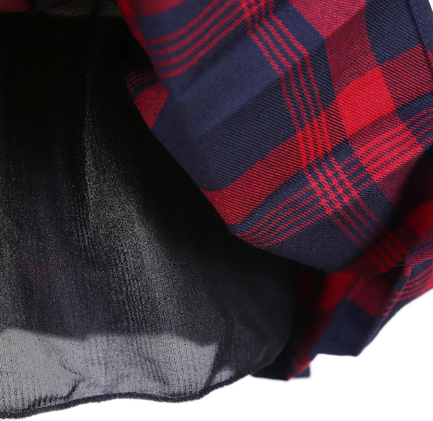 Urban CoCo Women's Elastic Waist Tartan Pleated School Skirt