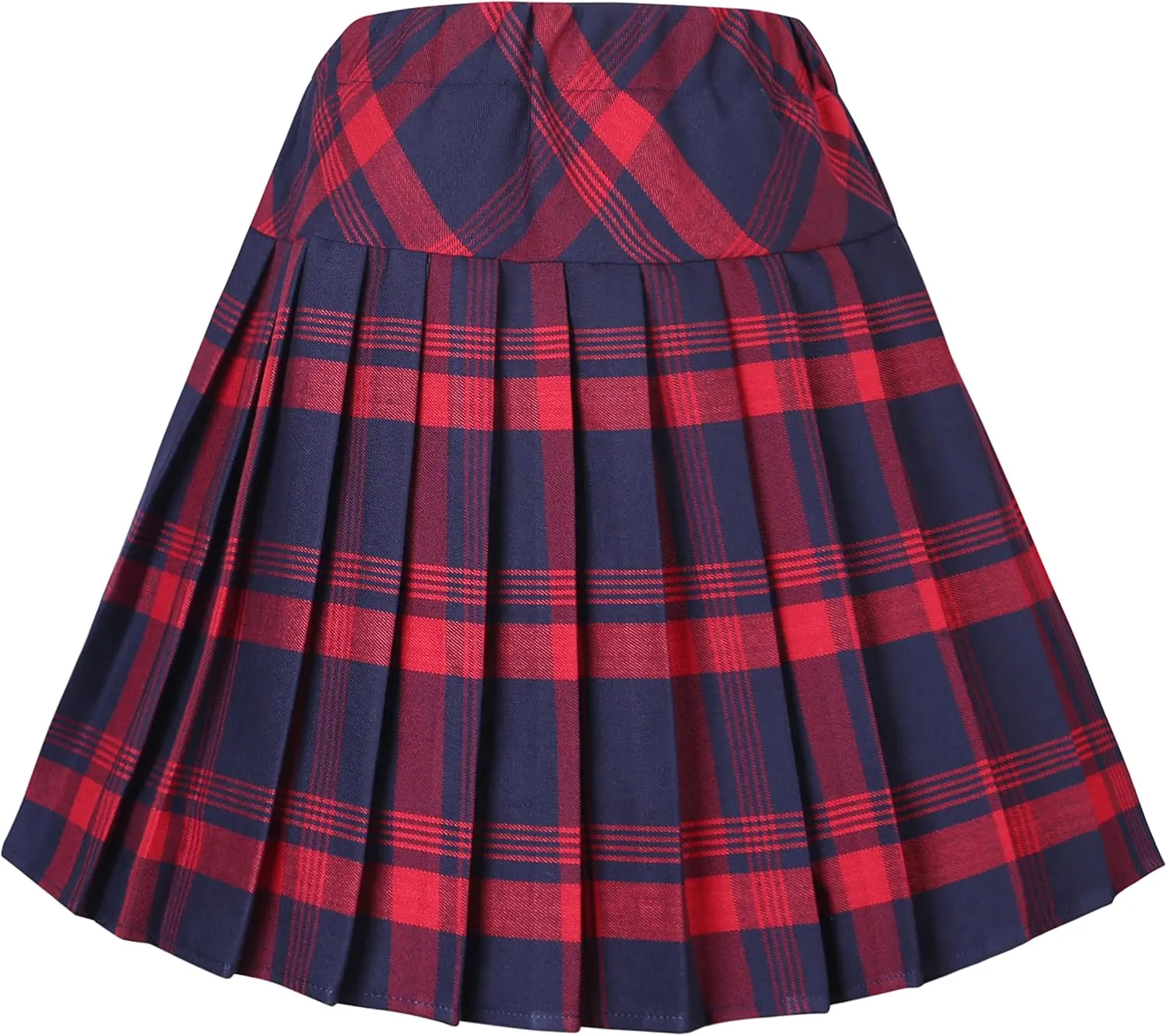 Urban CoCo Women's Elastic Waist Tartan Pleated School Skirt