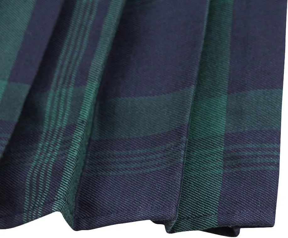Urban CoCo Women's Elastic Waist Tartan Pleated School Skirt