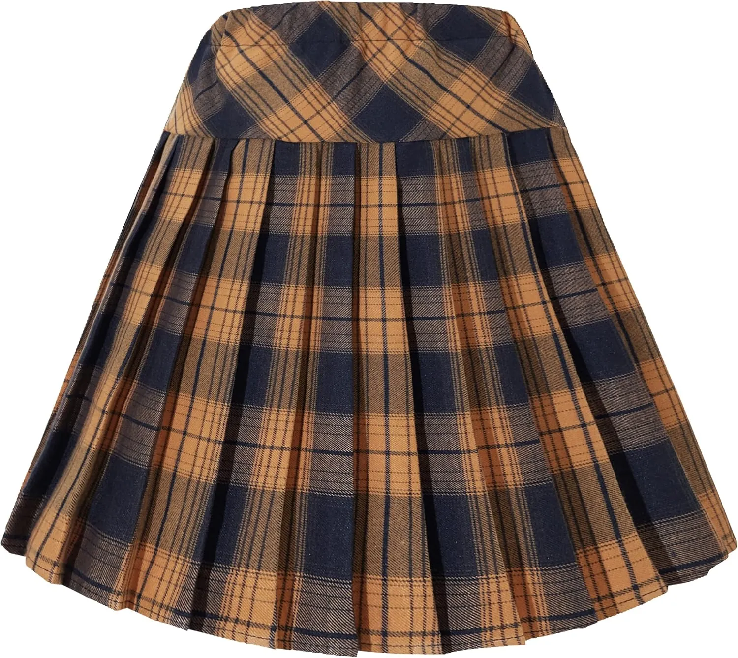 Urban CoCo Women's Elastic Waist Tartan Pleated School Skirt