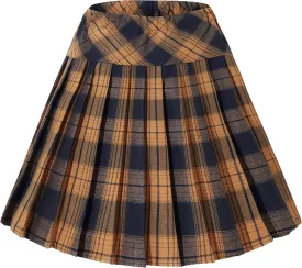 Urban CoCo Women's Elastic Waist Tartan Pleated School Skirt