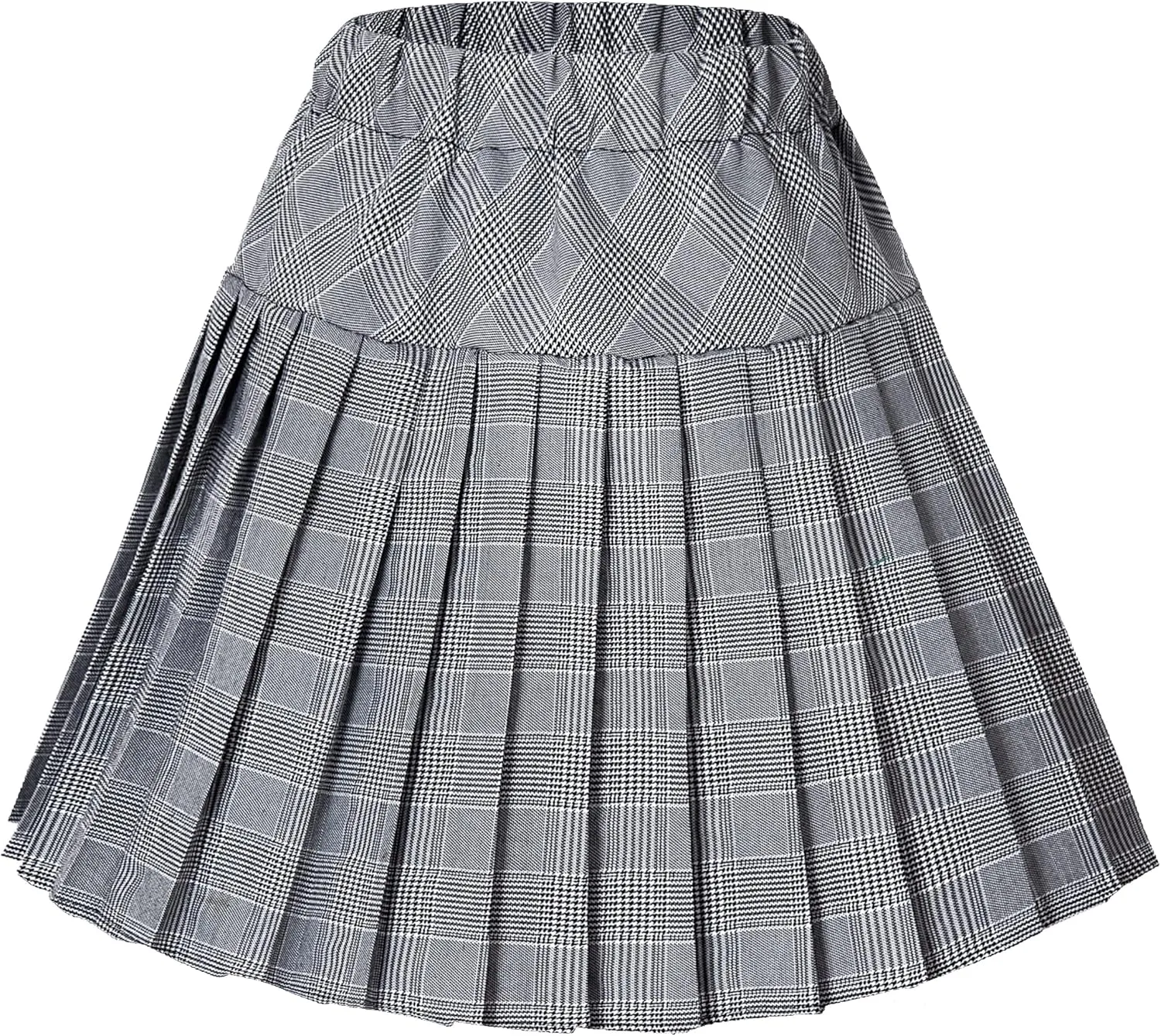 Urban CoCo Women's Elastic Waist Tartan Pleated School Skirt