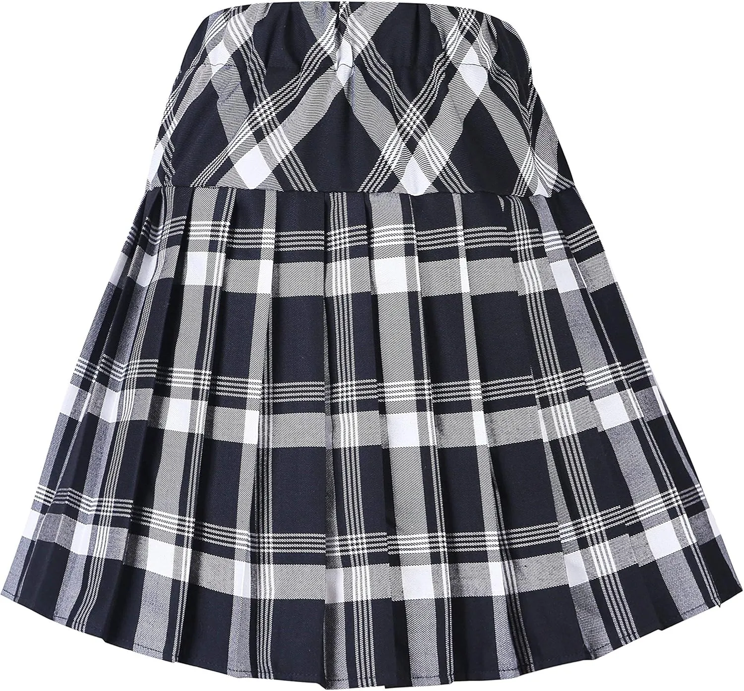 Urban CoCo Women's Elastic Waist Tartan Pleated School Skirt
