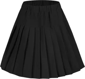 Urban CoCo Women's Elastic Waist Tartan Pleated School Skirt