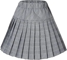 Urban CoCo Women's Elastic Waist Tartan Pleated School Skirt