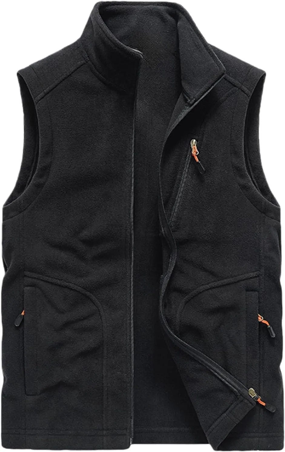Vest For Men And Winter Fashion Casual Zipper Collar Pocket Hooded Sleeveless Cotton Padded Jacket Vest Top Mens
