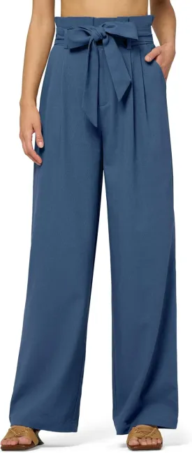 Willit Women Linen Pants Casual Wide Leg Dress Pants High Waisted Paperbag Work Trousers Summer Tie Knot Pockets 28"/30"/32''