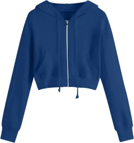 Women Zip Up Hoodies Fall Fashion Cropped Long Sleeve Sweatshirts Jacket Trendy Crop Tops Cute Hoodies for Teen Girls