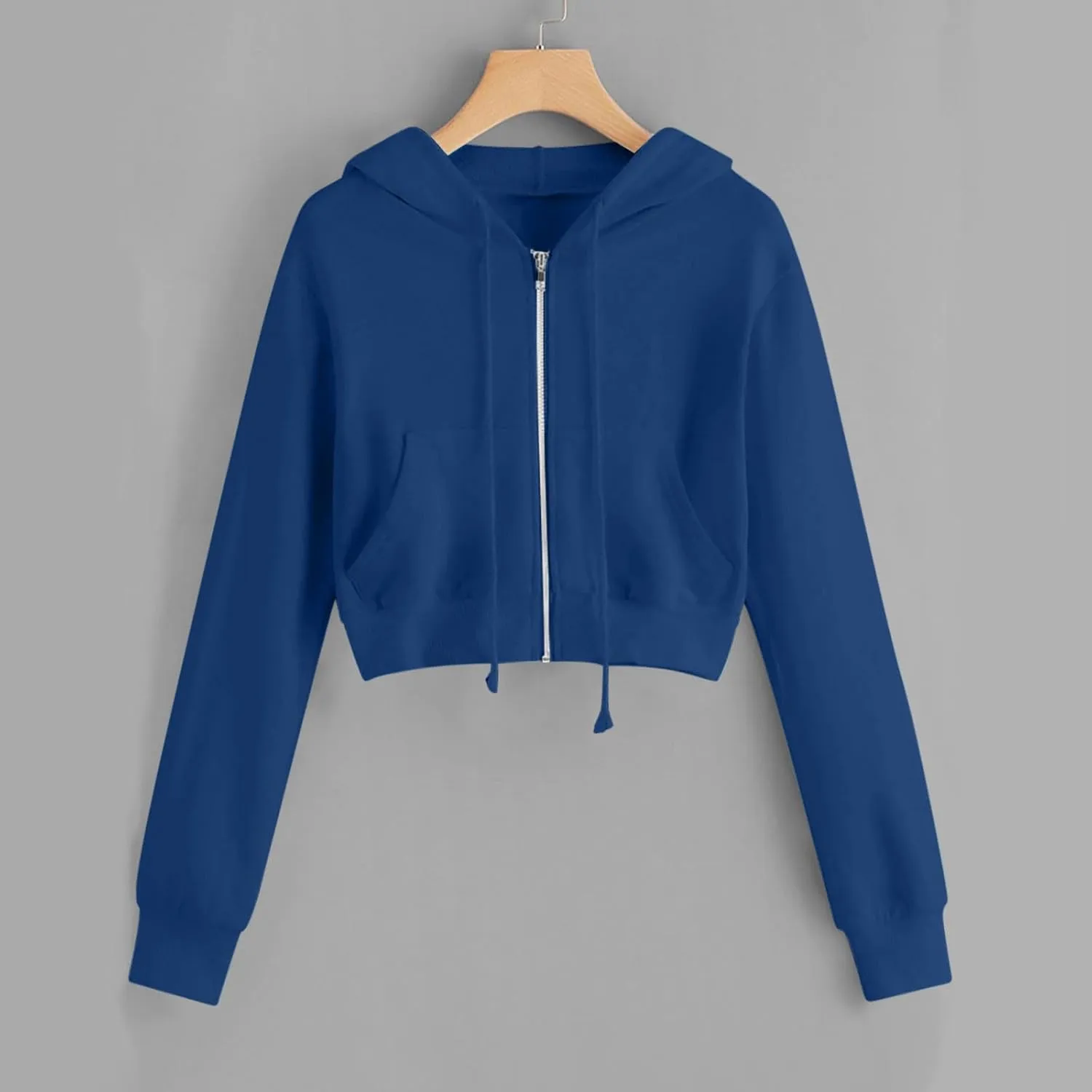 Women Zip Up Hoodies Fall Fashion Cropped Long Sleeve Sweatshirts Jacket Trendy Crop Tops Cute Hoodies for Teen Girls