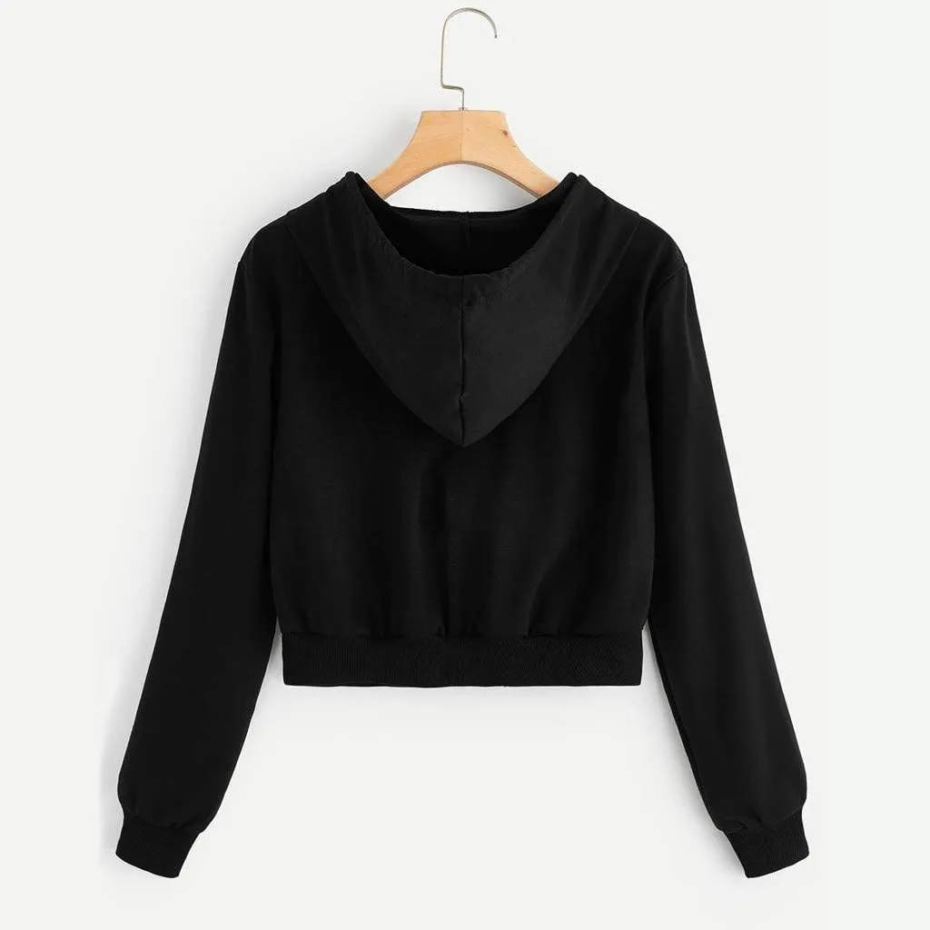 Women Zip Up Hoodies Fall Fashion Cropped Long Sleeve Sweatshirts Jacket Trendy Crop Tops Cute Hoodies for Teen Girls