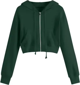 Women Zip Up Hoodies Fall Fashion Cropped Long Sleeve Sweatshirts Jacket Trendy Crop Tops Cute Hoodies for Teen Girls