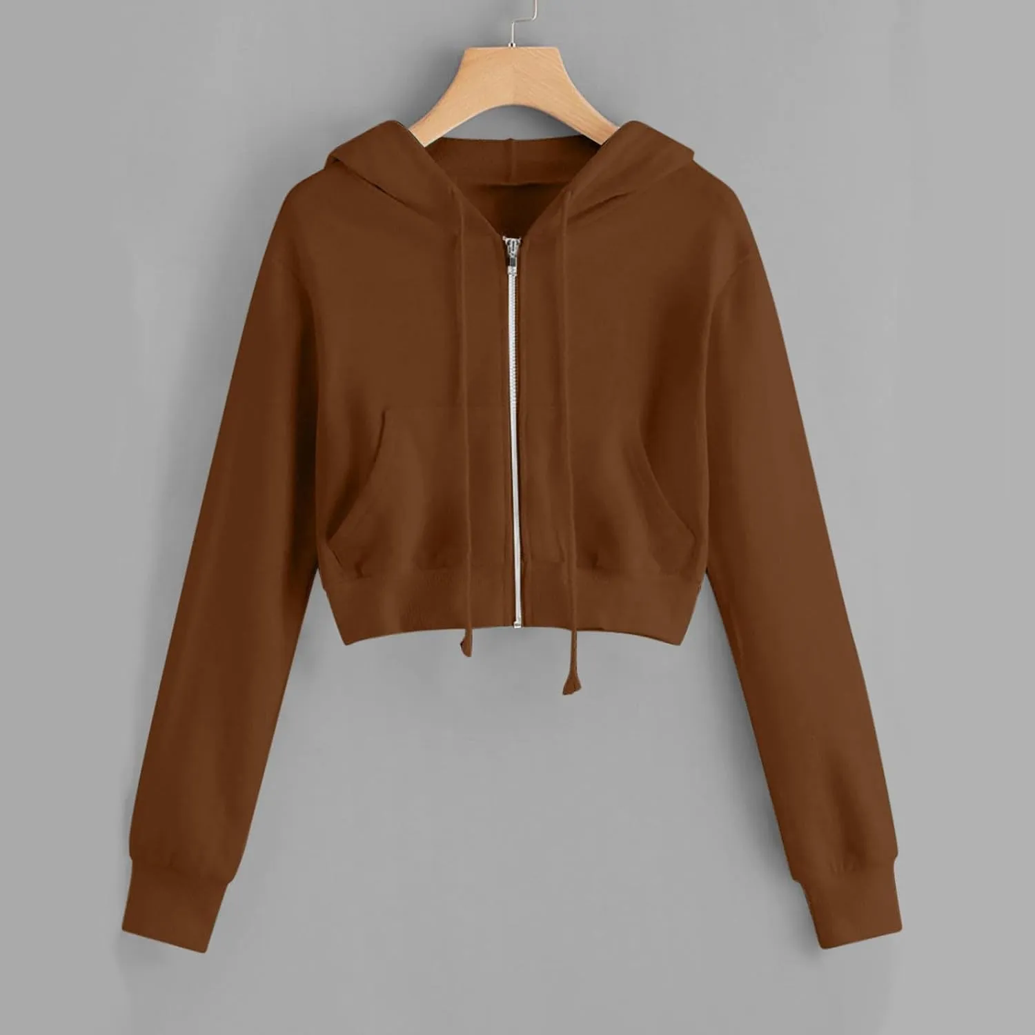 Women Zip Up Hoodies Fall Fashion Cropped Long Sleeve Sweatshirts Jacket Trendy Crop Tops Cute Hoodies for Teen Girls