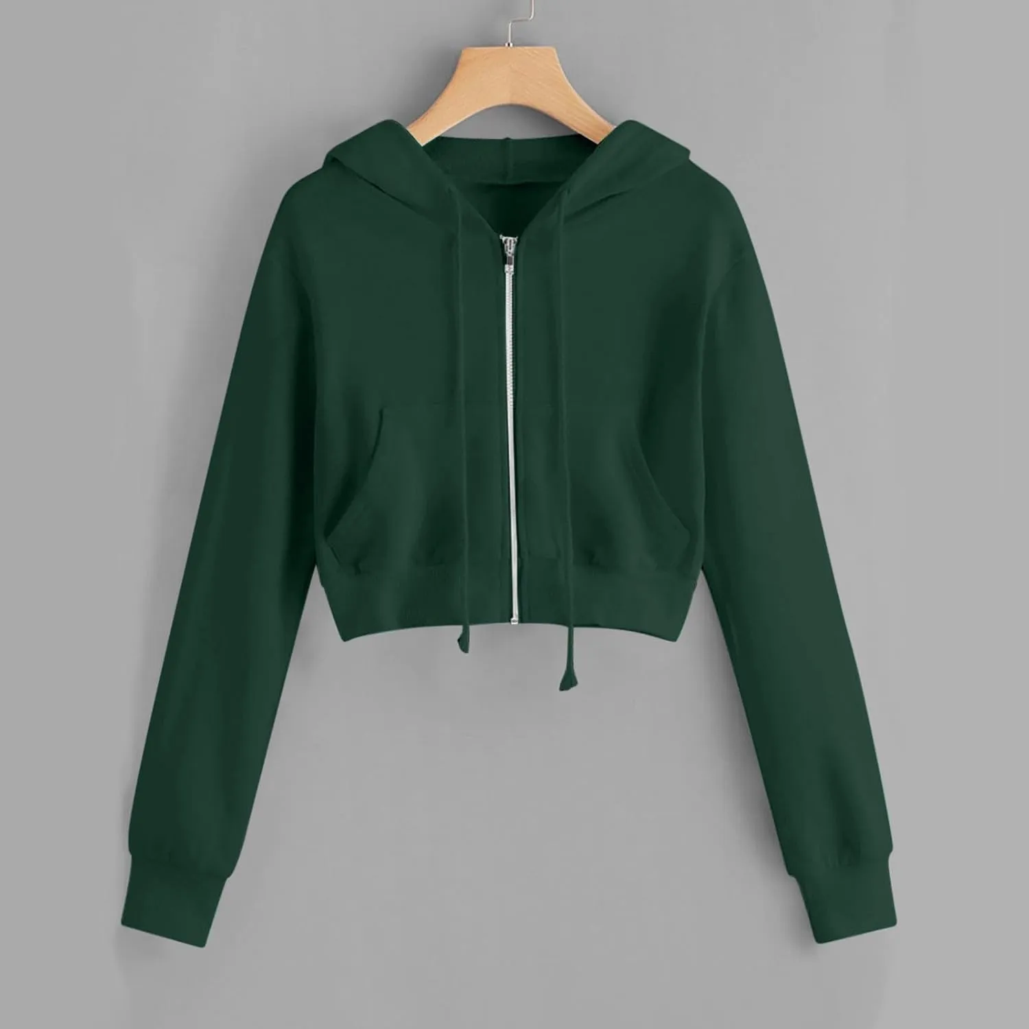 Women Zip Up Hoodies Fall Fashion Cropped Long Sleeve Sweatshirts Jacket Trendy Crop Tops Cute Hoodies for Teen Girls