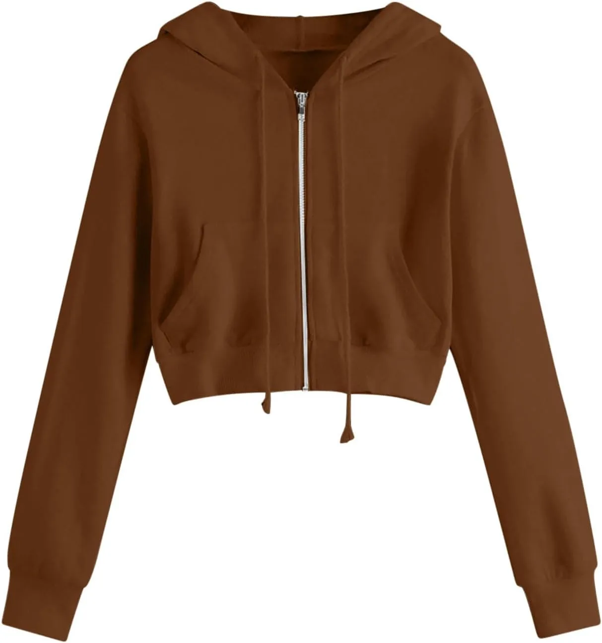 Women Zip Up Hoodies Fall Fashion Cropped Long Sleeve Sweatshirts Jacket Trendy Crop Tops Cute Hoodies for Teen Girls