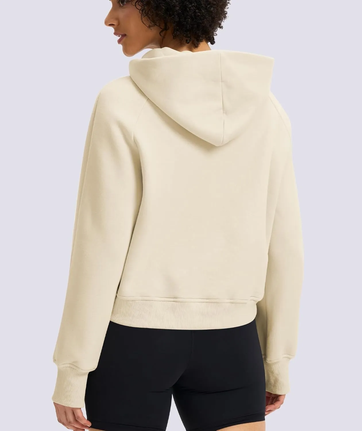 Womens Cropped Hoodies Mock Neck Sweatshirts Fall Fleece Lined Pullover with Thumb Hole 2024 Winter Clothes