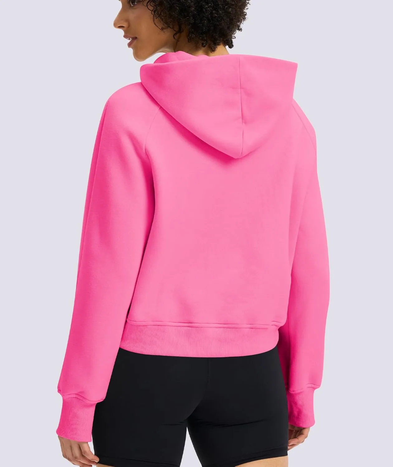 Womens Cropped Hoodies Mock Neck Sweatshirts Fall Fleece Lined Pullover with Thumb Hole 2024 Winter Clothes