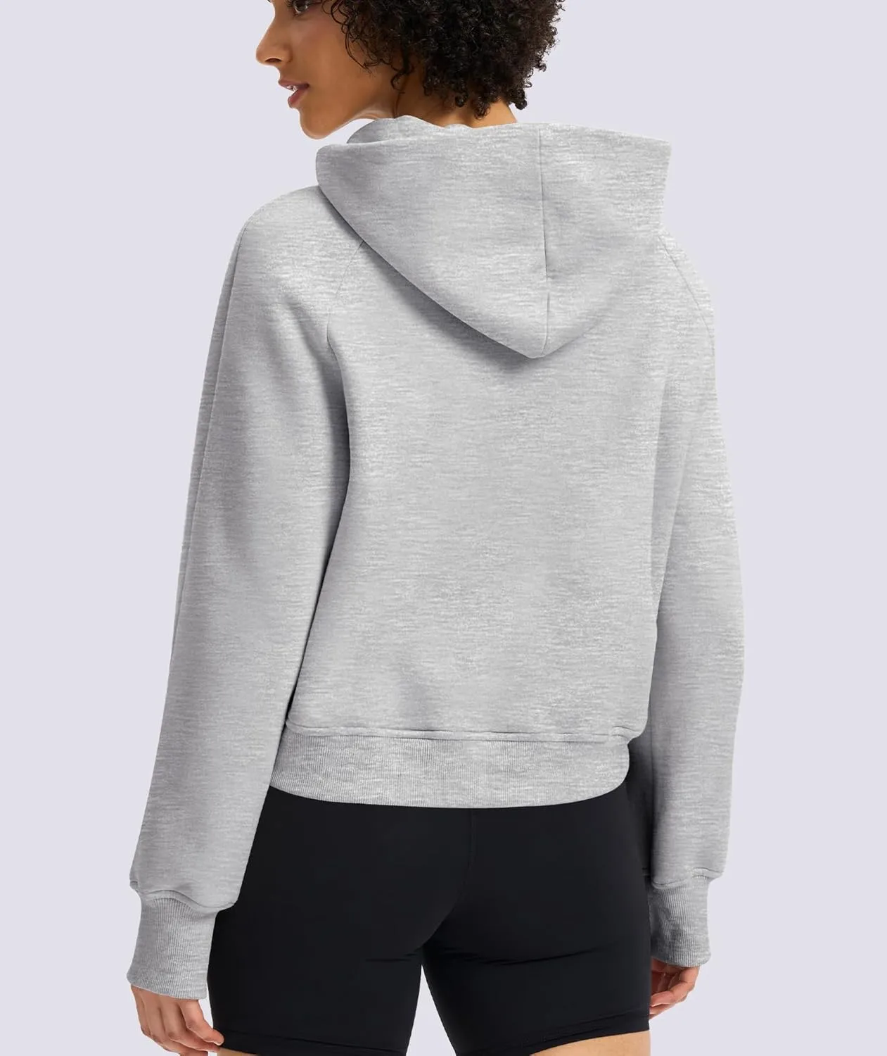 Womens Cropped Hoodies Mock Neck Sweatshirts Fall Fleece Lined Pullover with Thumb Hole 2024 Winter Clothes