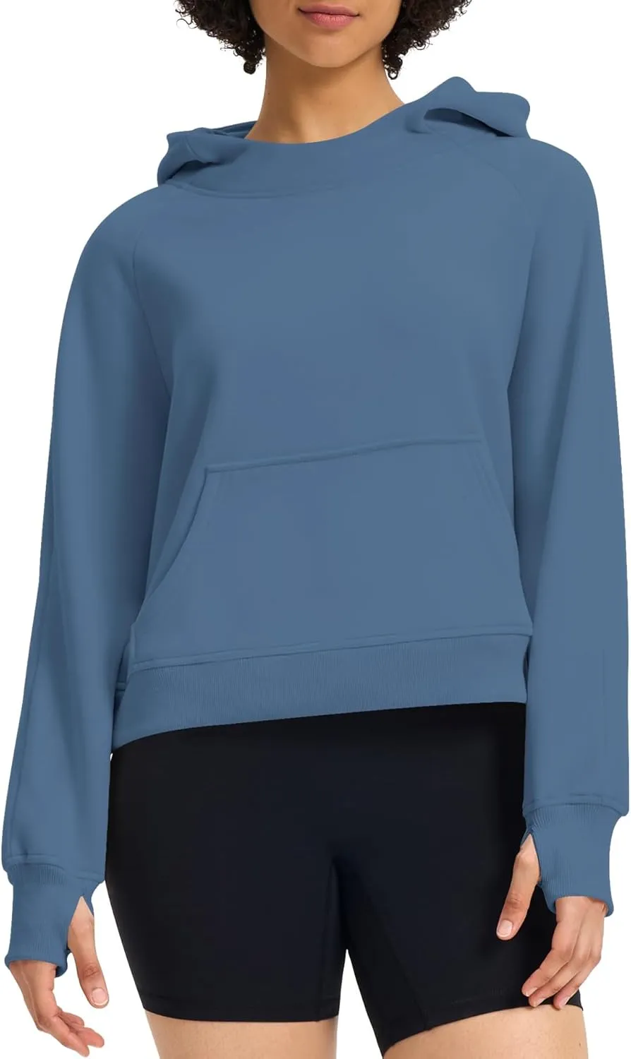 Womens Cropped Hoodies Mock Neck Sweatshirts Fall Fleece Lined Pullover with Thumb Hole 2024 Winter Clothes