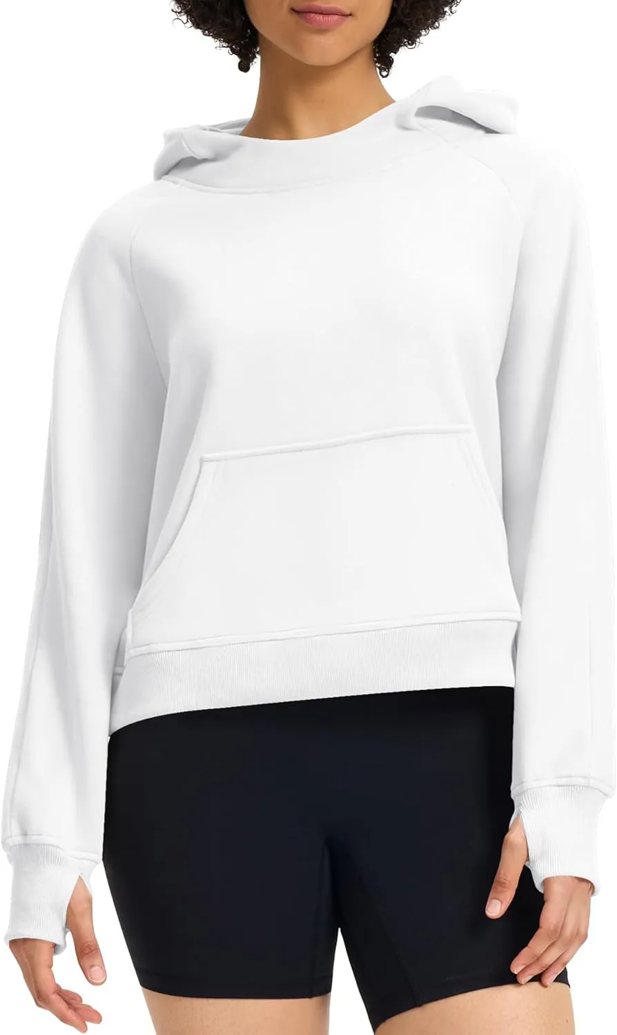 Womens Cropped Hoodies Mock Neck Sweatshirts Fall Fleece Lined Pullover with Thumb Hole 2024 Winter Clothes