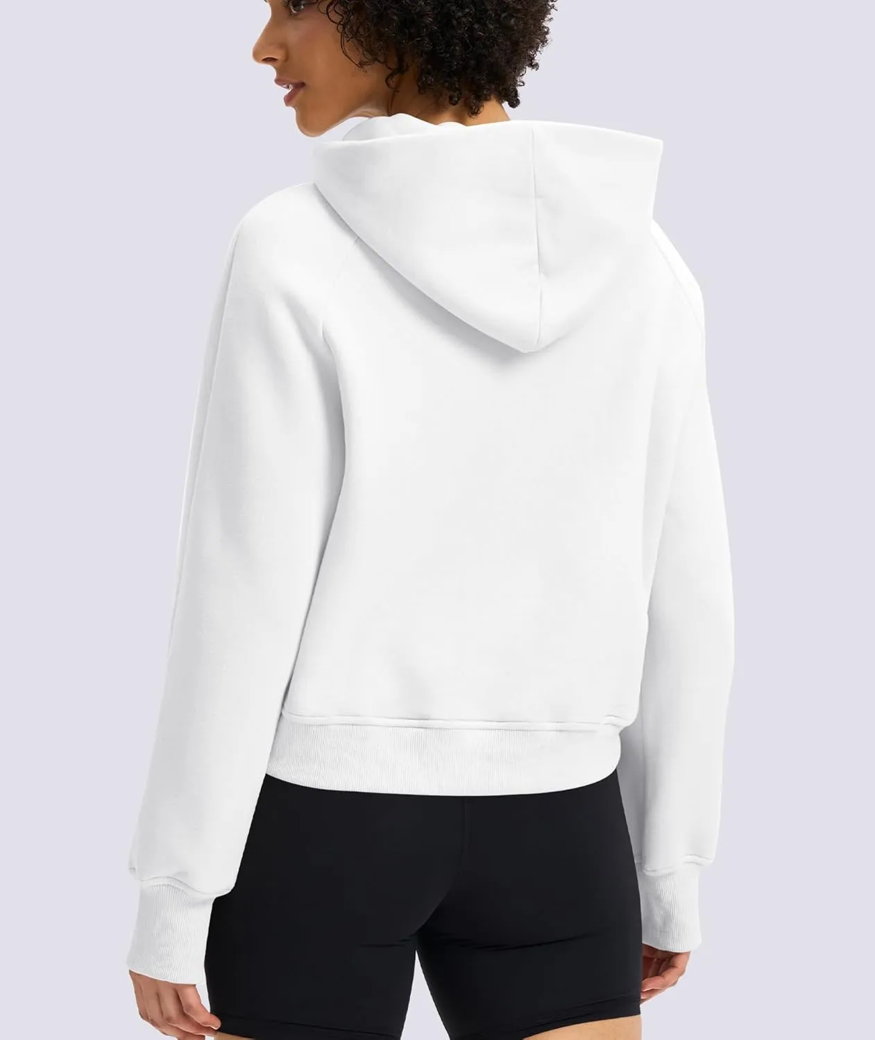 Womens Cropped Hoodies Mock Neck Sweatshirts Fall Fleece Lined Pullover with Thumb Hole 2024 Winter Clothes