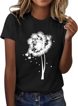 Women's Short Sleeve Summer Tops Round Neck Graphic T Shirts Casual Workout Tshirt Basic Tee Loose Fit Pullover