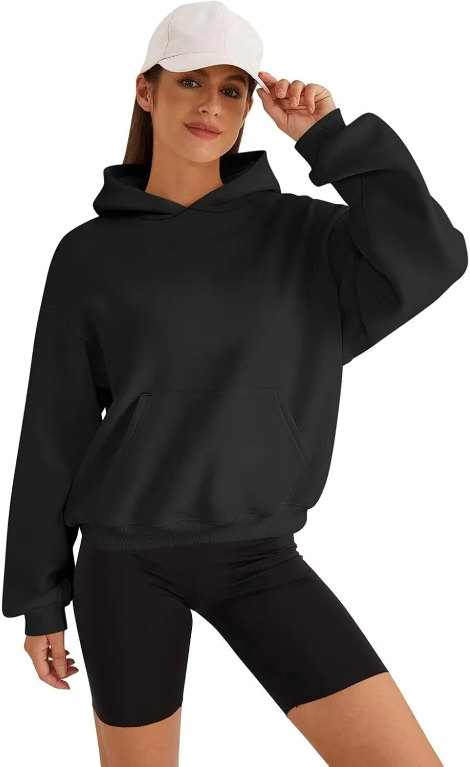 Womens Sweatshirts Cropped Hoodies Fleece Long Sleeve Sweaters Pullover Tops Fall Winter Clothes With Pockets