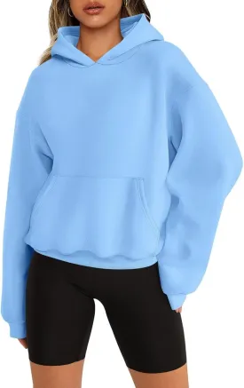 Womens Sweatshirts Cropped Hoodies Fleece Long Sleeve Sweaters Pullover Tops Fall Winter Clothes With Pockets