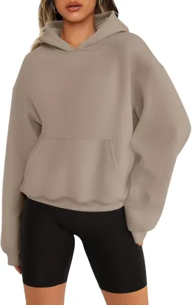 Womens Sweatshirts Cropped Hoodies Fleece Long Sleeve Sweaters Pullover Tops Fall Winter Clothes With Pockets