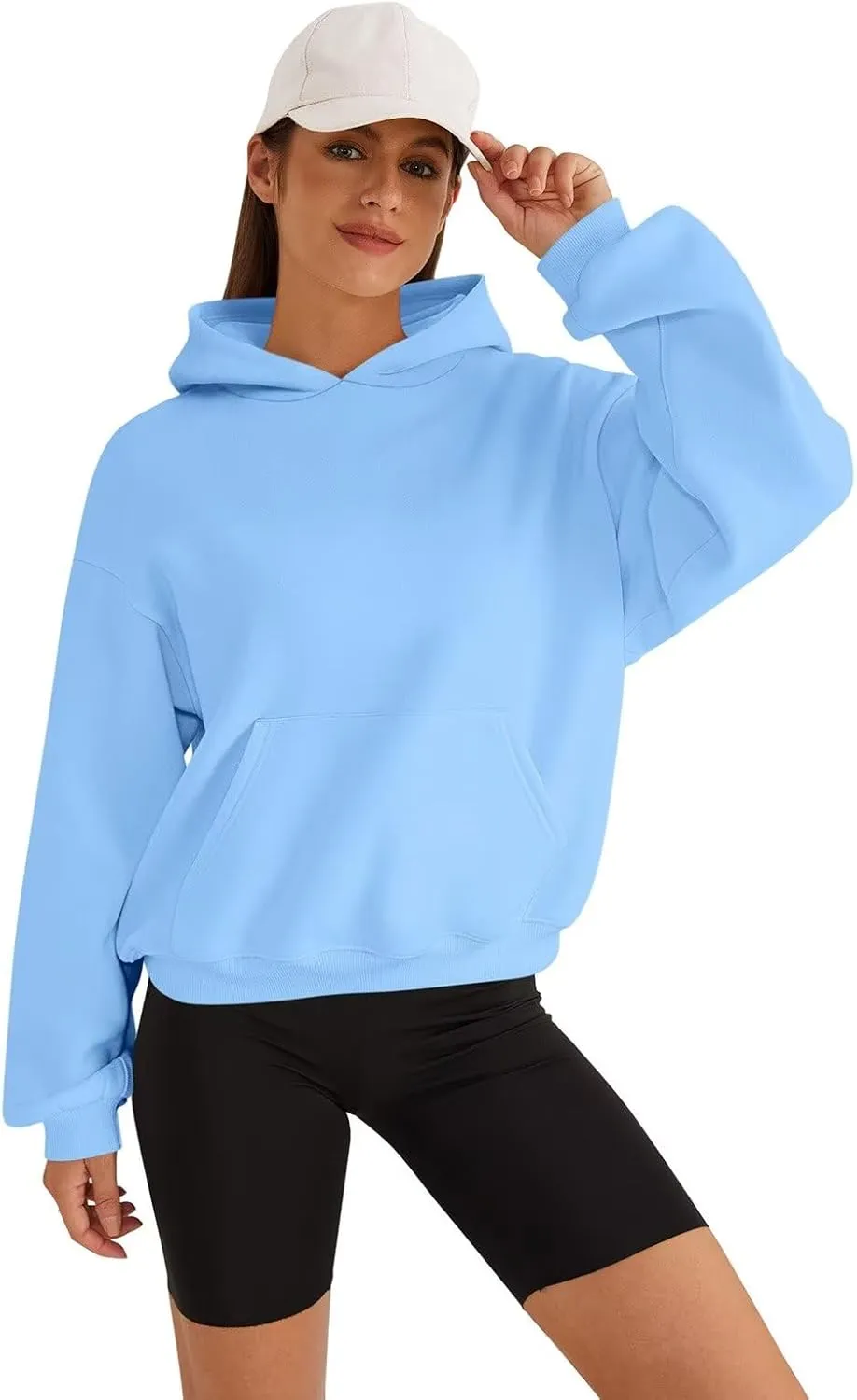 Womens Sweatshirts Cropped Hoodies Fleece Long Sleeve Sweaters Pullover Tops Fall Winter Clothes With Pockets
