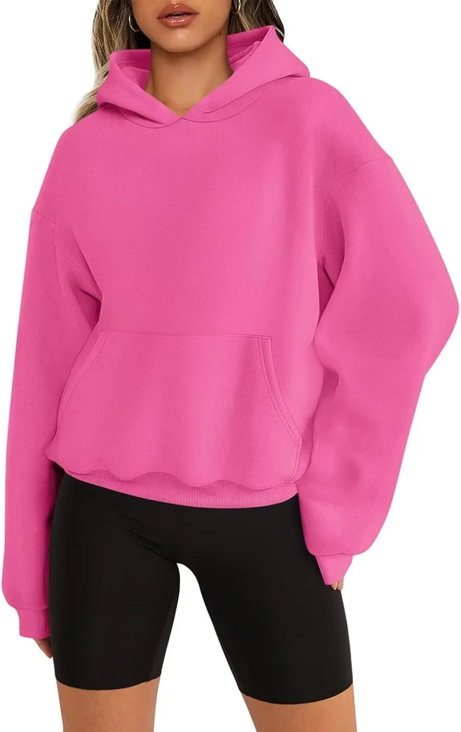 Womens Sweatshirts Cropped Hoodies Fleece Long Sleeve Sweaters Pullover Tops Fall Winter Clothes With Pockets