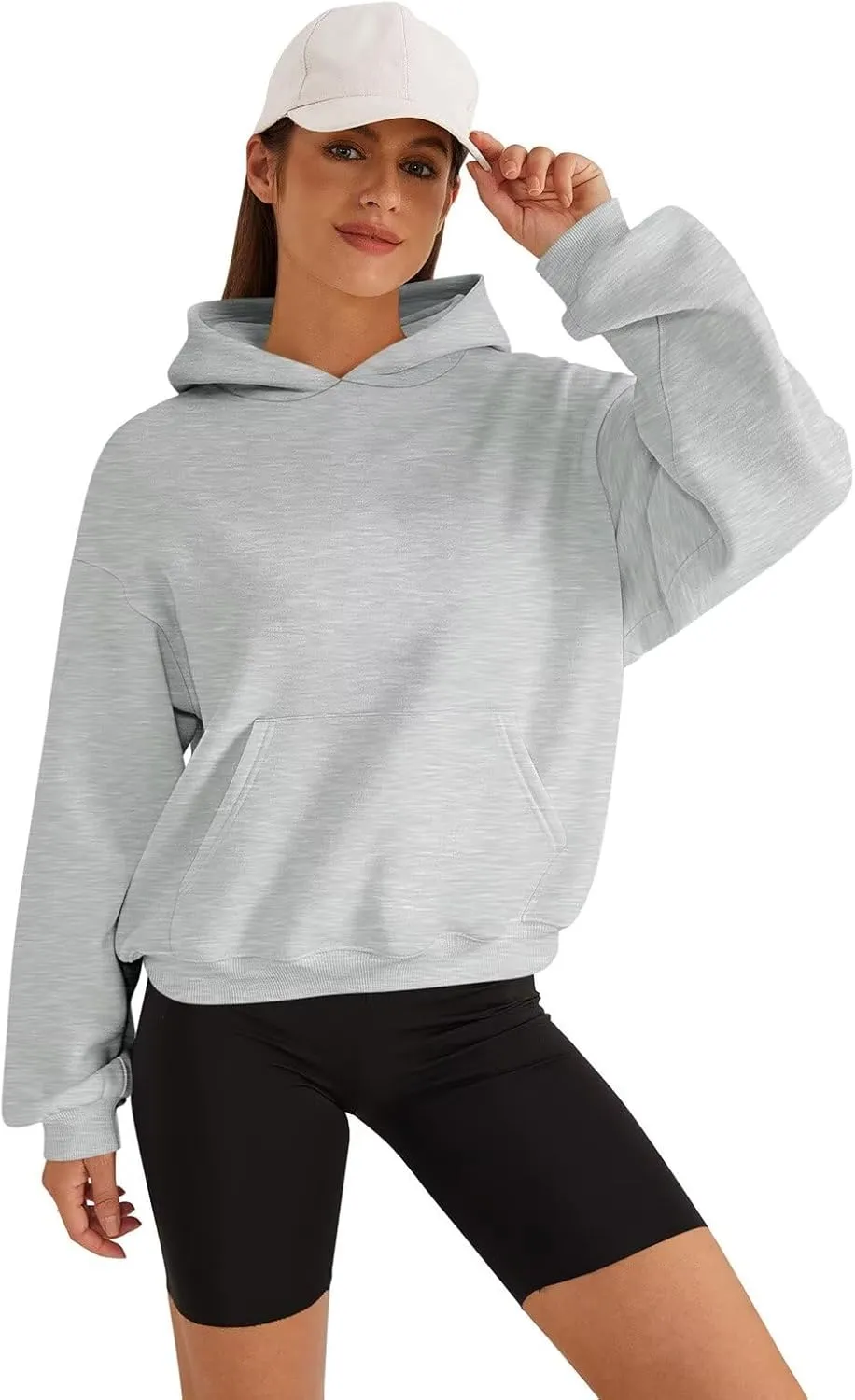 Womens Sweatshirts Cropped Hoodies Fleece Long Sleeve Sweaters Pullover Tops Fall Winter Clothes With Pockets
