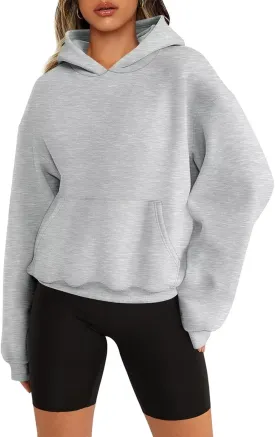 Womens Sweatshirts Cropped Hoodies Fleece Long Sleeve Sweaters Pullover Tops Fall Winter Clothes With Pockets
