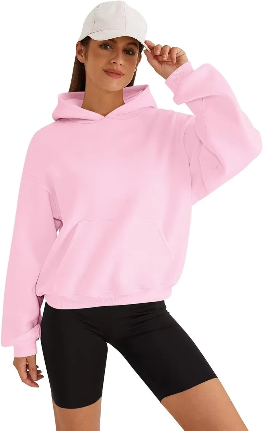 Womens Sweatshirts Cropped Hoodies Fleece Long Sleeve Sweaters Pullover Tops Fall Winter Clothes With Pockets