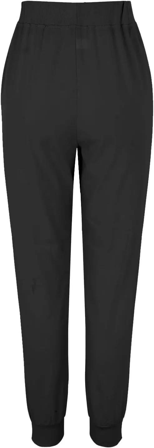 Womens Tapered Pants Cotton Linen Drawstring Elastic Waist Pants Casual Trousers with Pockets Joggers Travel Slacks