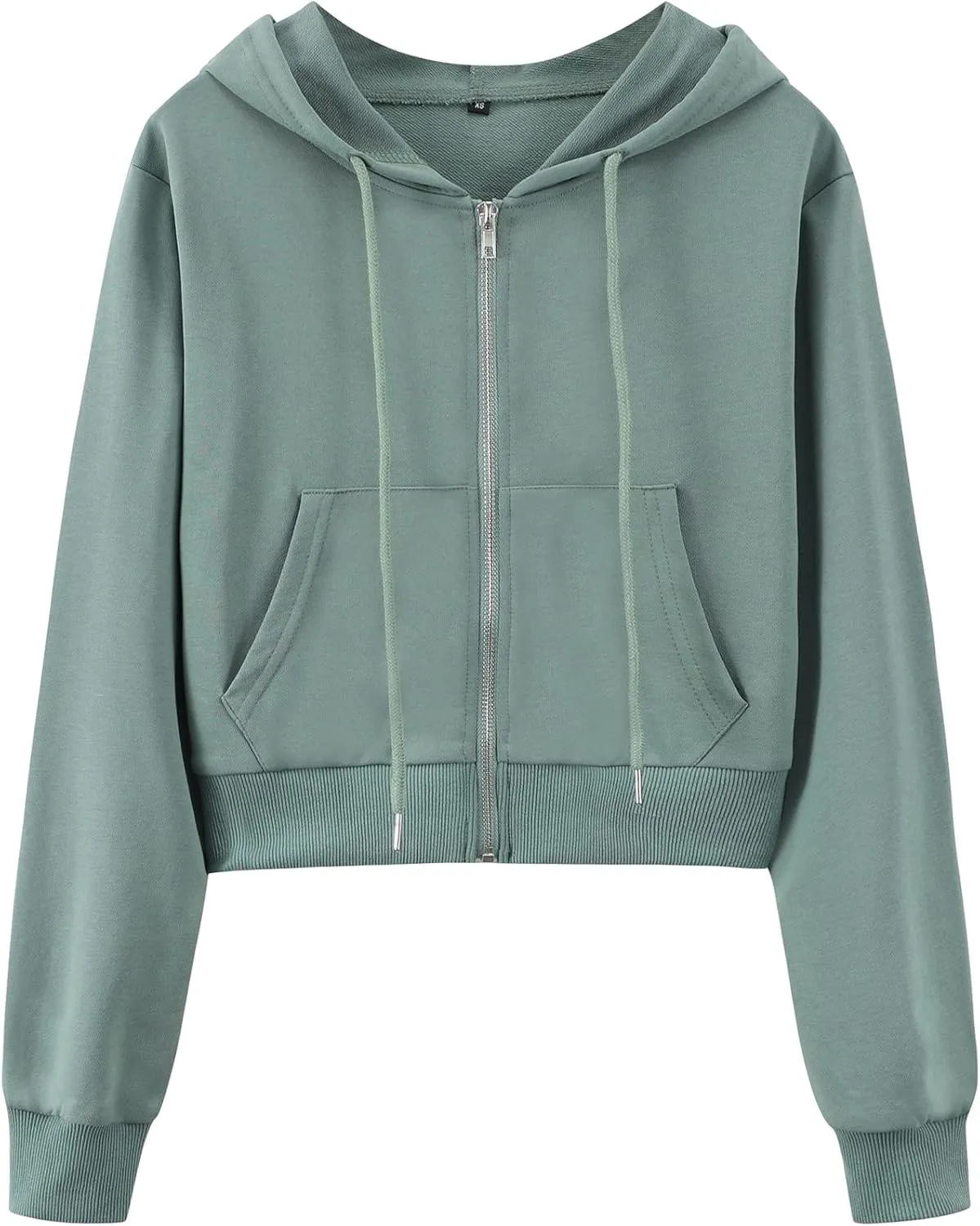 Yimoon Zip Up Hoodie Women Cropped Casual Sweatshirts Workout Long Sleeve Drawstring Hooded Jacket Crop Tops