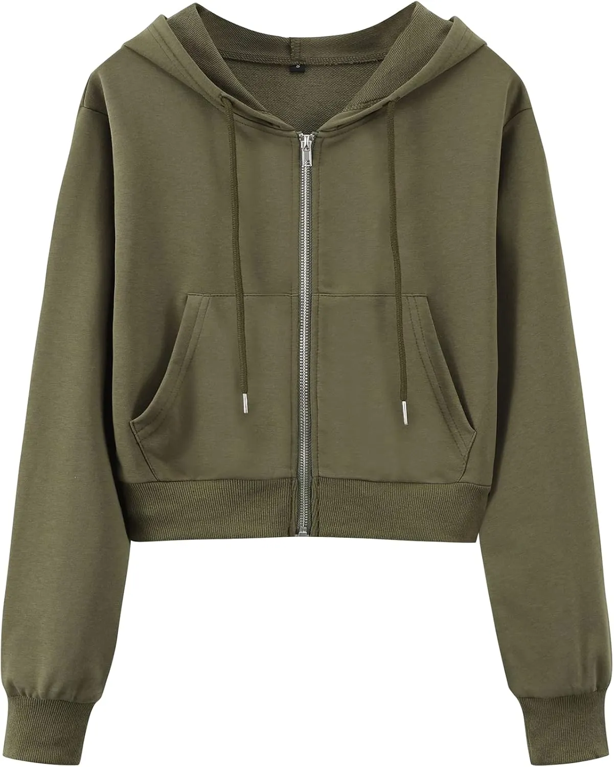 Yimoon Zip Up Hoodie Women Cropped Casual Sweatshirts Workout Long Sleeve Drawstring Hooded Jacket Crop Tops